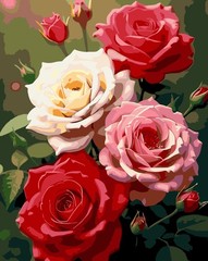 Acrylic Paint by Numbers Kit, Colorful Flowers, 16×20, Unframed Adult Art