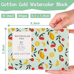 30 Sheets Watercolor Paper Pad, A5 (8.3 x 5.8) Cold Press Watercolor Paper, 140