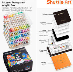 Shuttle Art 120 Colors Dual Tone Acrylic Paint Markers, 60 Pack Acrylic Paint Pe