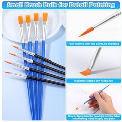 200 Pcs Detail Paint Brushes Set – Fine Flat & Round Tips for Acrylic, Watercolo