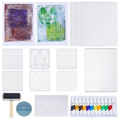 Gel Printing Plate Kit Geometric Printmaking Supplies Includes 5×7 Inch Reusa…