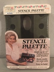 Stencil Palette by Delta-Holds 10 Paint Cremes and Brushes, NEW OLD STOCK
