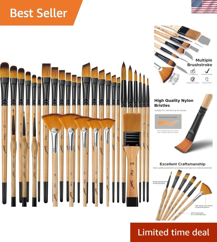 33 Pcs Paint Brush Set, Artist Paint Brushes for Acrylic Painting, Oil, Water…