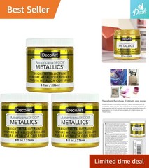 DIY 24K Gold Metallic Paint, 3 x 8 fl oz Jars for Multi-Surface Projects
