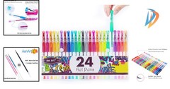 Artistic 24 Glitter Gel Pens – Fine Writing Markers for Scrapbooking & Doodling