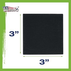 3″ x 3″ BLACK Mini Professional Primed Artist Craft Stretched Canvas Pack of 12