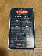 Derwent Graphic 6B-4H Medium Graphite Pencils – Set of 12 in Tin