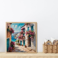 5DDIYART Flowers Scenery Town Paint by Numbers for Adults Beginner, PB299-1