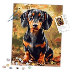 Dachshund Paint by Number Kits, Black and Brown Weiner Dogs Paint by Art-04