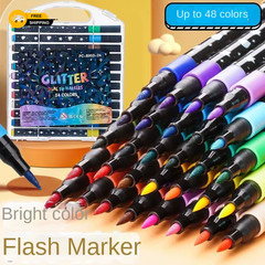 24/48/72/96 Colors Dual Brush Tip Glitter Art Markers Metallic Paint Marker Pens