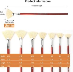 Fan Brush for Painting 7 Pieces Fan Brush Set with Hog Bristle Natural Hair