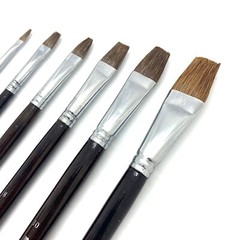 XDT#798 Bright Art Brush Set 6Pc #2#4#6#8#10#12 Ox Hair Acrylic Oil Watercolor