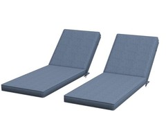 Patio Chaise Lounge Chair Cushions Blue Comfortable with Backrests Ties