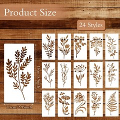 24Pcs Flower Stencils for Painting, Leaf Stencils for Flower Leaf Crafts, Pla…