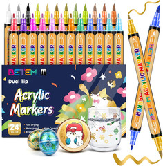 Dual Tip Acrylic Paint Pens, 72 Colors Paint Markers for Glass, Window, Fabric,