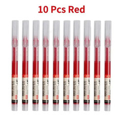 10PCS High Quality Type Gel Pens Black Blue Red Ink Straight Liquid Pen Kawaii