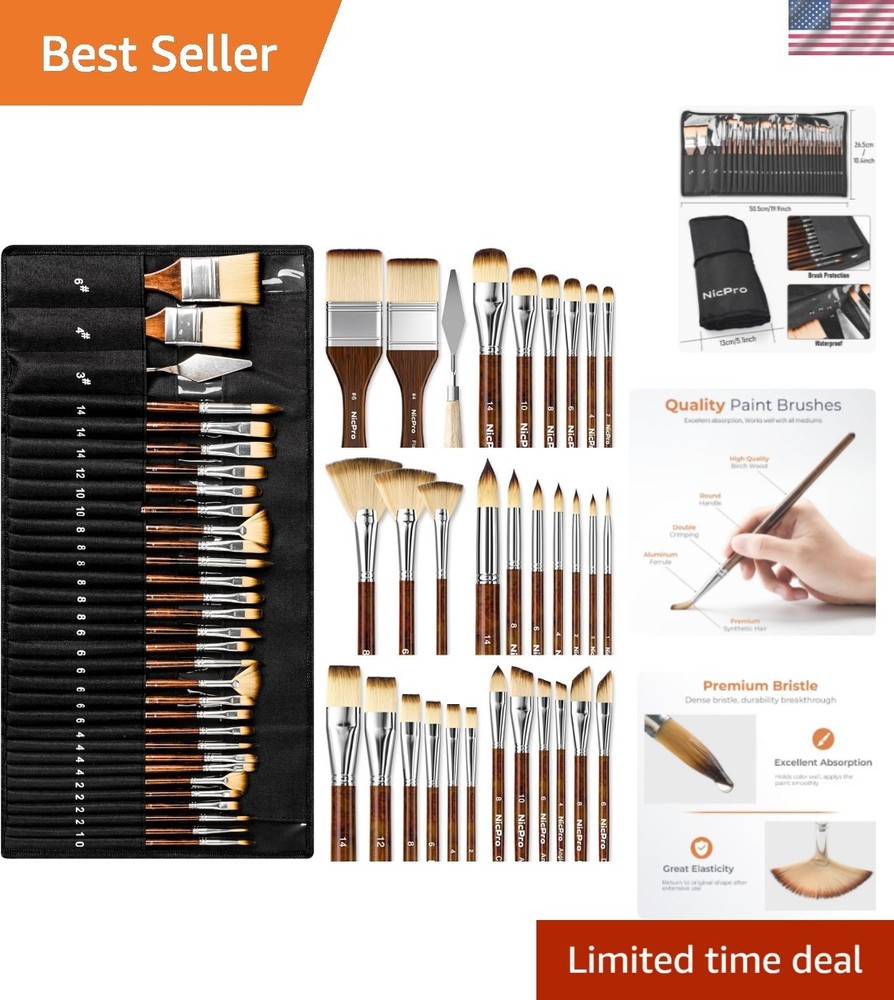 30pcs Paint Brush Set, Professional Paintbrushes with Paint Spatula and Cloth…
