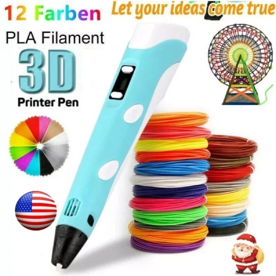 3D Printing Pen Set 3D Drawing Pen with Led Display 12 Color Filament Kids Gift