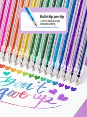 8 Colors Glitter Gel Pens Set – Glow in Dark Metallic & Highlighter Pens-UK