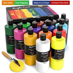 14 Colors Large Bulk Acrylic Paint Set 16.9 oz,500 ml Rich Art Painting Suppl…