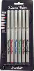 Calligraphy Marker Set 6 Pack Fine 2.0mm Chisel Tip Assorted Colors Ink