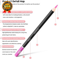 72-Color Colored Pencils for Adult Coloring Books, Soft Core, Back to School