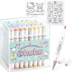 Sanrio x Ohuhu Markers 48 Colors Brush & Fine Dual Tip Pastel Art Sketch Pen JPN