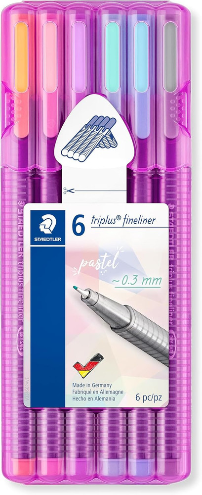 Triplus Fineliner, Triangular Pens 0.3Mm, Includes Easel Case for Home & Travel,