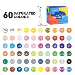 60 Colors Acrylic Paint Pens, Markers Paint Pens, Brush Tip Regular Set 60A