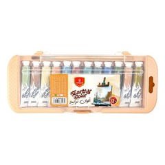 Earthy Color Paint Set 12ml Tubes 12 Colors Student Art School Kit Brush Vertex