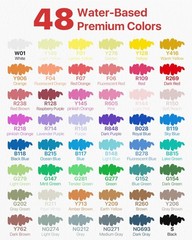 JusArt 48 Colors Acrylic Paint Markers with Canvas Bag, Water-Based No-Bleed Pai