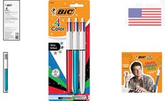Bic 4-Color Retractable Ballpoint Pen Assorted Ink 1mm Medium 3/Pack MMP31