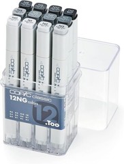 Copic Classic 12NG Colors Marker Set , 12 Piece Neutral Gray Set