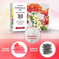 Watercolor Paper Pad Hot Press 140 lb/300 GSM 100% Cotton 30 Sheets A5 (8.3×5.8)