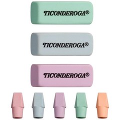 Ticonderoga Assorted Erasers, Pastel Colors, 15 Count