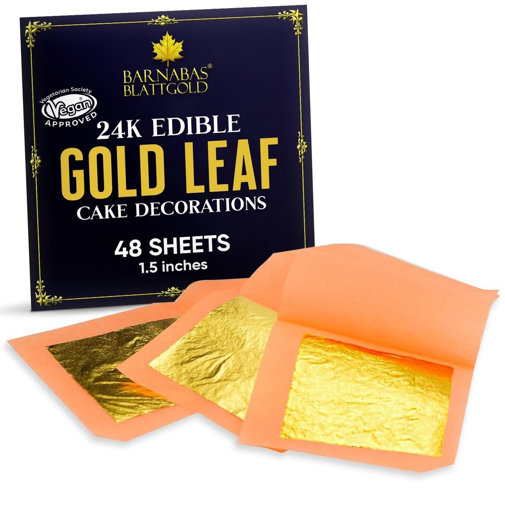 Edible Gold Leaf 24K 1.5 inch Loose Sheets Cake Cupcake Decorations Barnabas