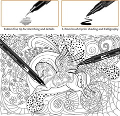 Dual Tip 12 Pack Black Markers: Ideal for Artists, Students & DIY Projects