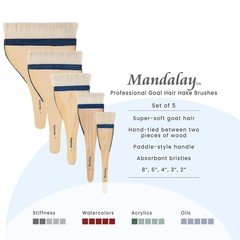 Set of 5 Wide Goat Hair Hake Brushes – Soft Natural Bristles for Sumi-e & Washes