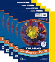 Tru-Ray Construction Paper, Yellow, 9″ x 12″, 50 Sheets Per Pack, 5 Packs