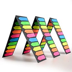 Fluorescent Translucent Sticky Note Flags, 1200 Pcs Total, Pack of 10 Arrow