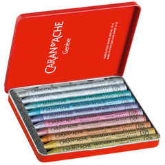 Caran d’Ache Metallic Neocolor I 10 Wax Pastels — Water-Resistant, Assorted Colo