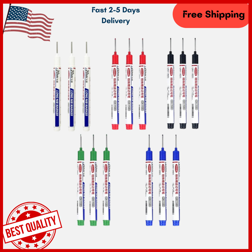 Long Head Deep Hole Marker Pens, 15PCS Long Nib Marker 20mm Quick Dry Waterproof