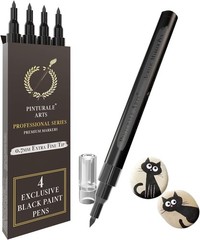 Versatile Black Paint Marker Set – 4 Fine Tip Acrylic Pens for All Surfaces