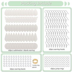 60 Pcs Multi Shapes Sublimation Earring Blanks Double-Sided Superfine Glitter…