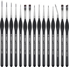 Detail Paint Brushes Set, 15Pcs Miniature Brushes for Fine Detailing & Art Paint