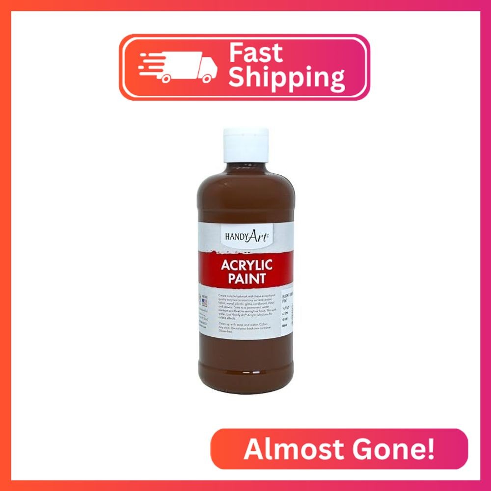 Handy Art Student Acrylic Paint, Burnt Umber, 16 oz Bottle, Semi-Gloss