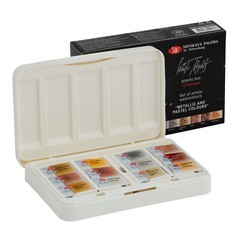 12 Watercolor Paint White Nights® Travel Set METALLIC + PASTEL Palette RUSSIA