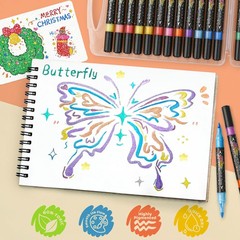 48 Colors Duo Glitter Brush Markers, 24 Pack Water-based Ink Glitter Pens, Me…