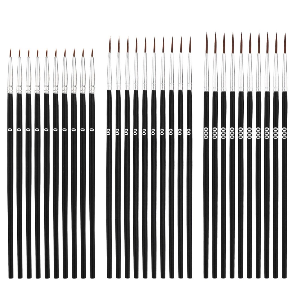 30pcs Detail Paint Brushes, Fine Tip 15.3×0.5cm/6.02×0.19in, Black