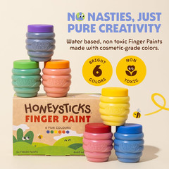 Non Toxic Finger Paint (6 Bright Colors), Washable from Skin, Safe Finger Painti